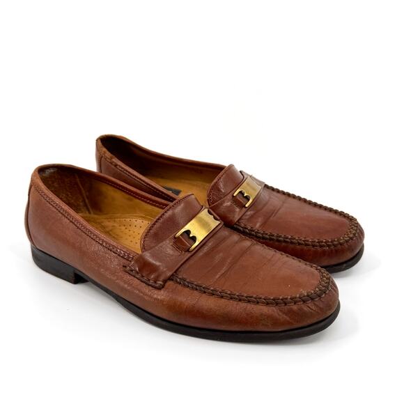 Vintage 80s Bally Italian Brown Leather Ruvera Gold Bit Loafers main image 9